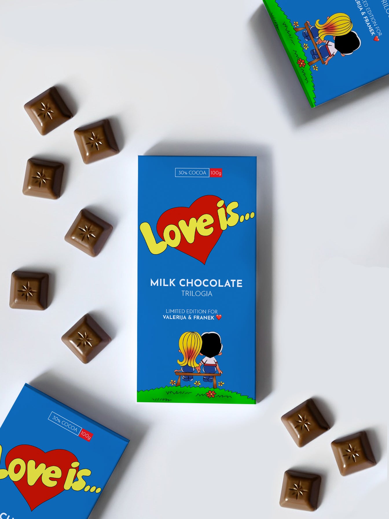 Personalised "Love is Blue" Chocolate With Your Photo