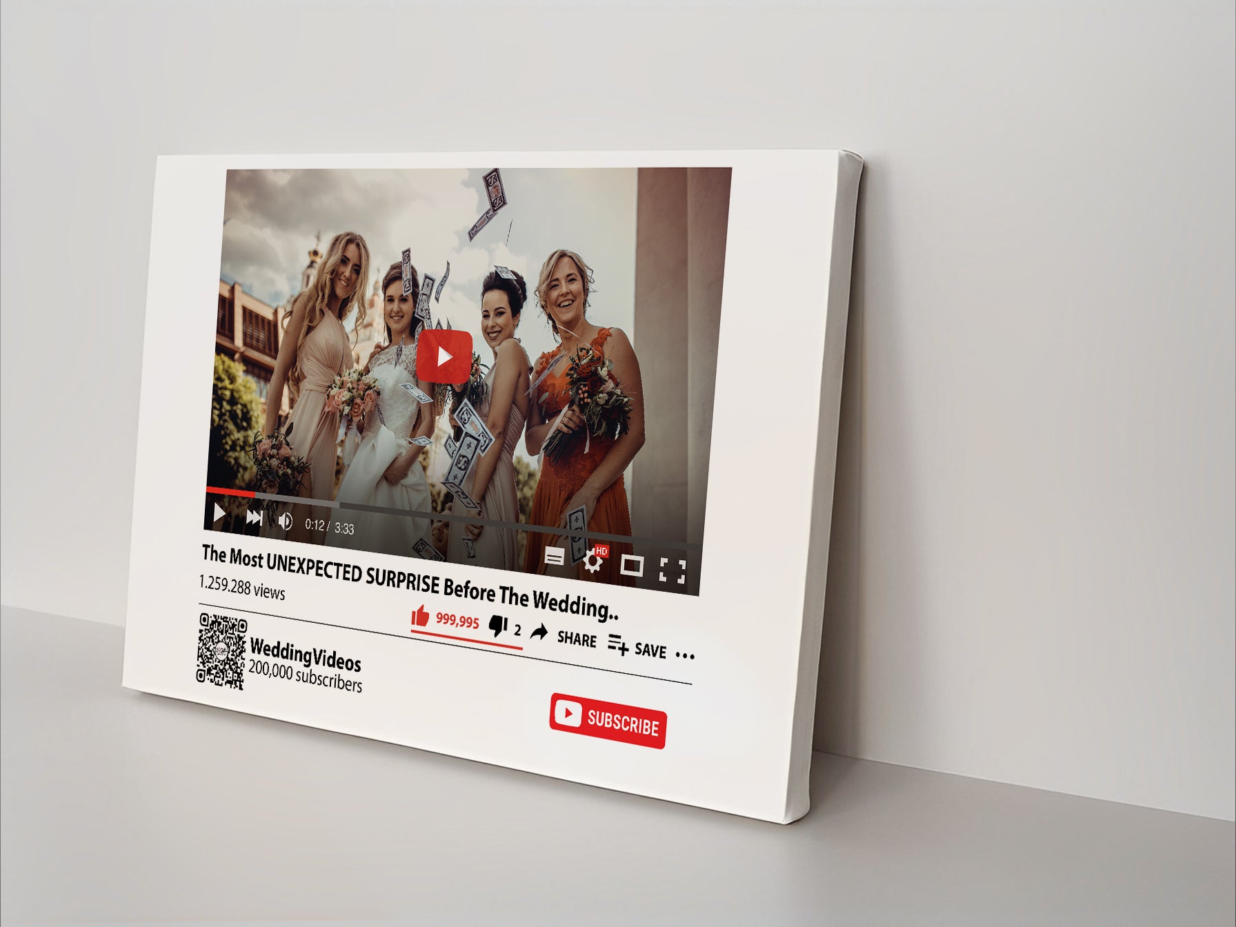 Personalised "YouTube" On the Canvas with your photo