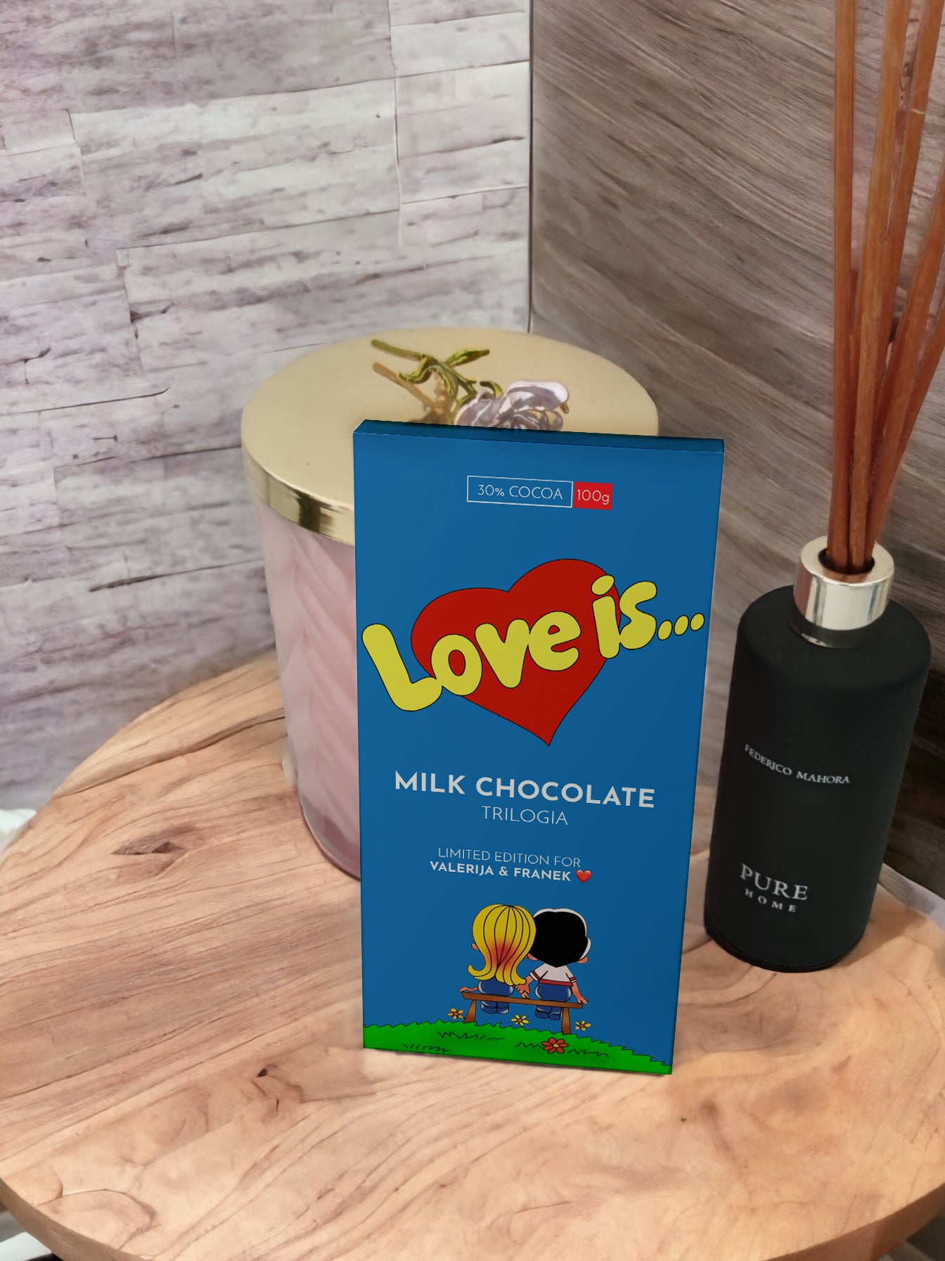 Personalised "Love is Blue" Chocolate With Your Photo