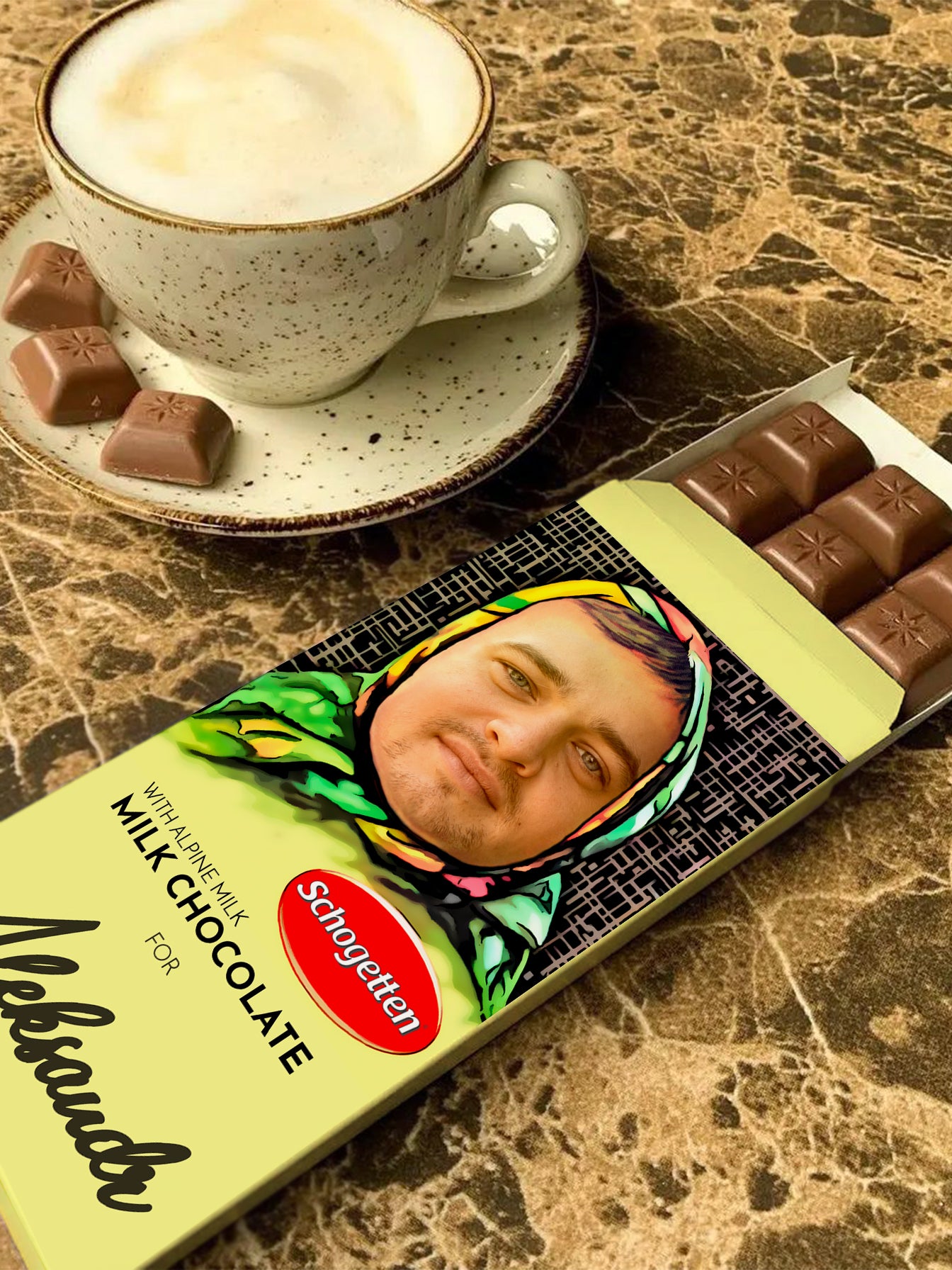 Personalised "Alionka" Chocolate Bar With Your Face