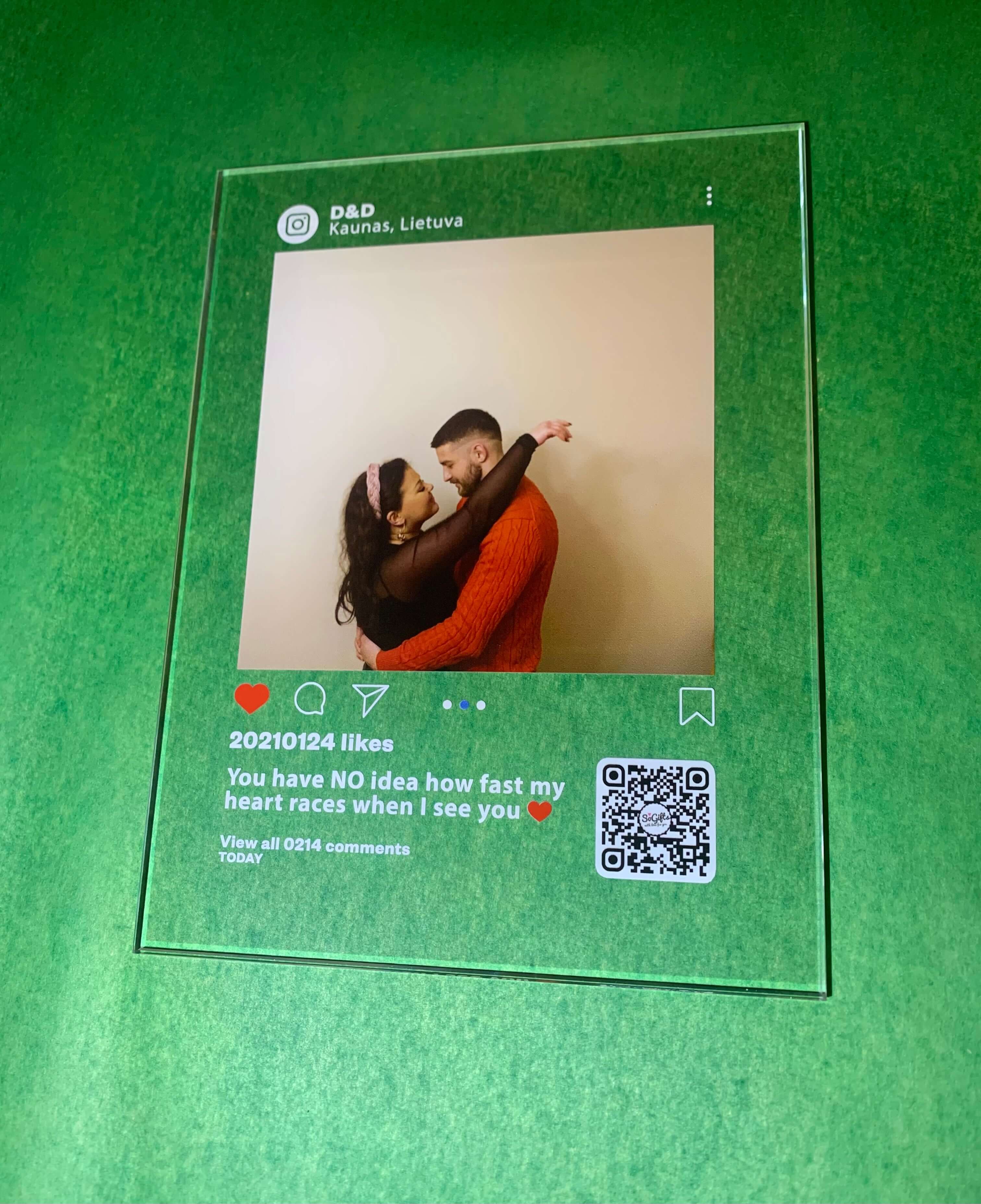 Personalised "Instagram" glass poster-Personalised "Instagram" template with scannable QR code, high quality printed on the glass. These make the perfect gift. Order yours now 👉 sogifts.eu-black, glass poster, instagram, qrcode, white-Personalized products-sogifts.eu