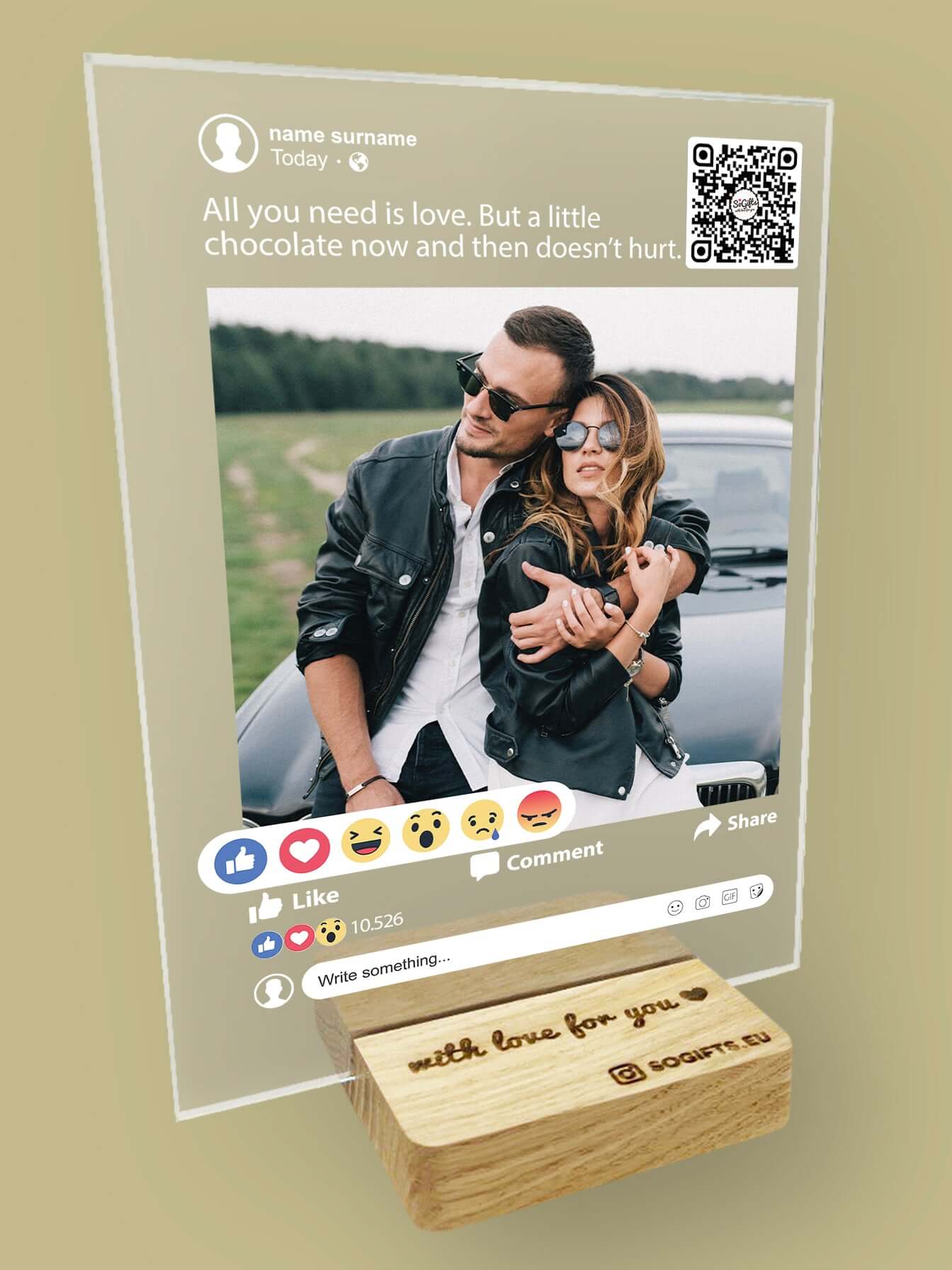 Personalised "Facebook" glass poster with your photo
