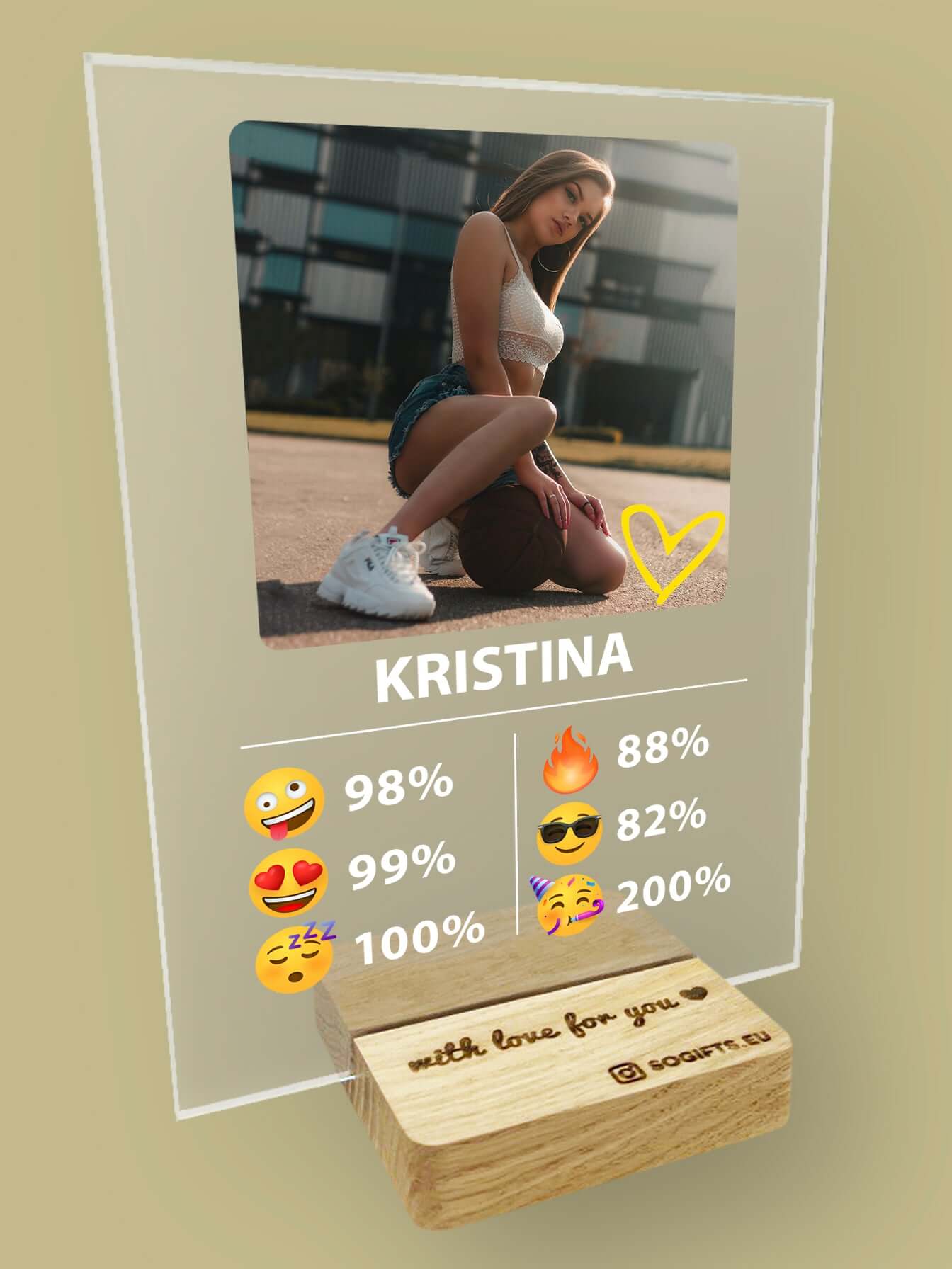 Personalised "Emojis" glass poster with your photo