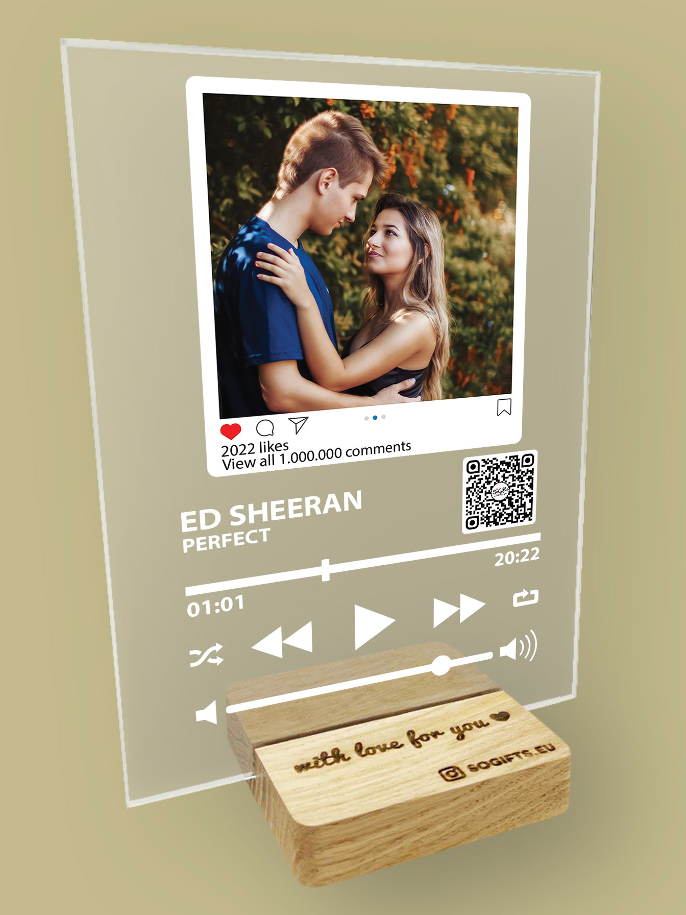 Personalised "So Player + Instagram" glass poster with your photo